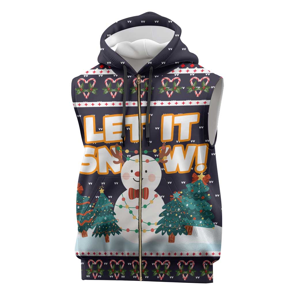 Let It Snow Christmas Sleeveless Zip Hoodie Funny Xmas Holiday Patterns - Wonder Print Shop