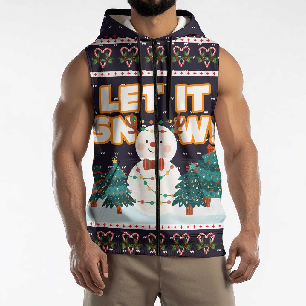 Let It Snow Christmas Sleeveless Zip Hoodie Funny Xmas Holiday Patterns - Wonder Print Shop