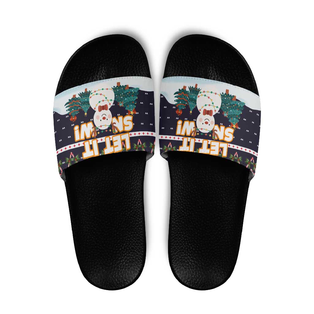 Let It Snow Christmas Slide Sandals Funny Xmas Holiday Patterns - Wonder Print Shop