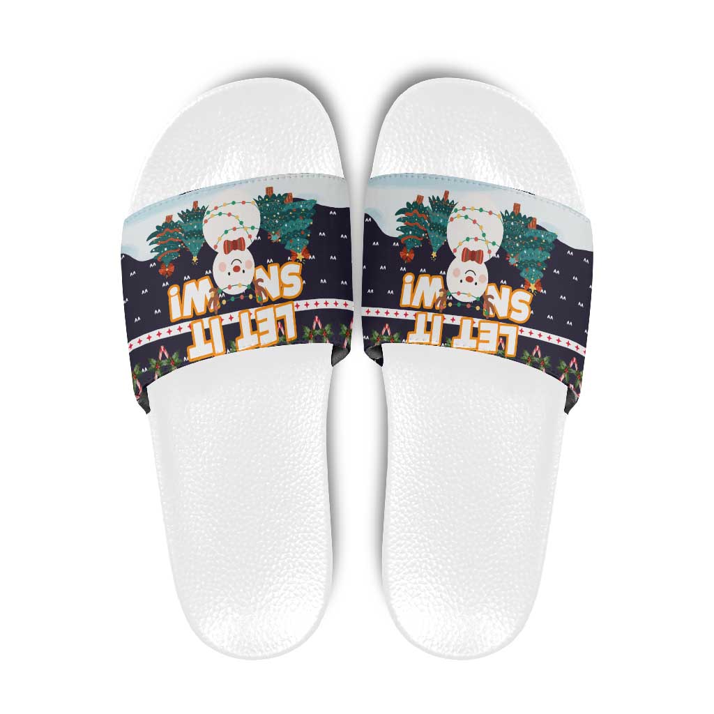 Let It Snow Christmas Slide Sandals Funny Xmas Holiday Patterns - Wonder Print Shop