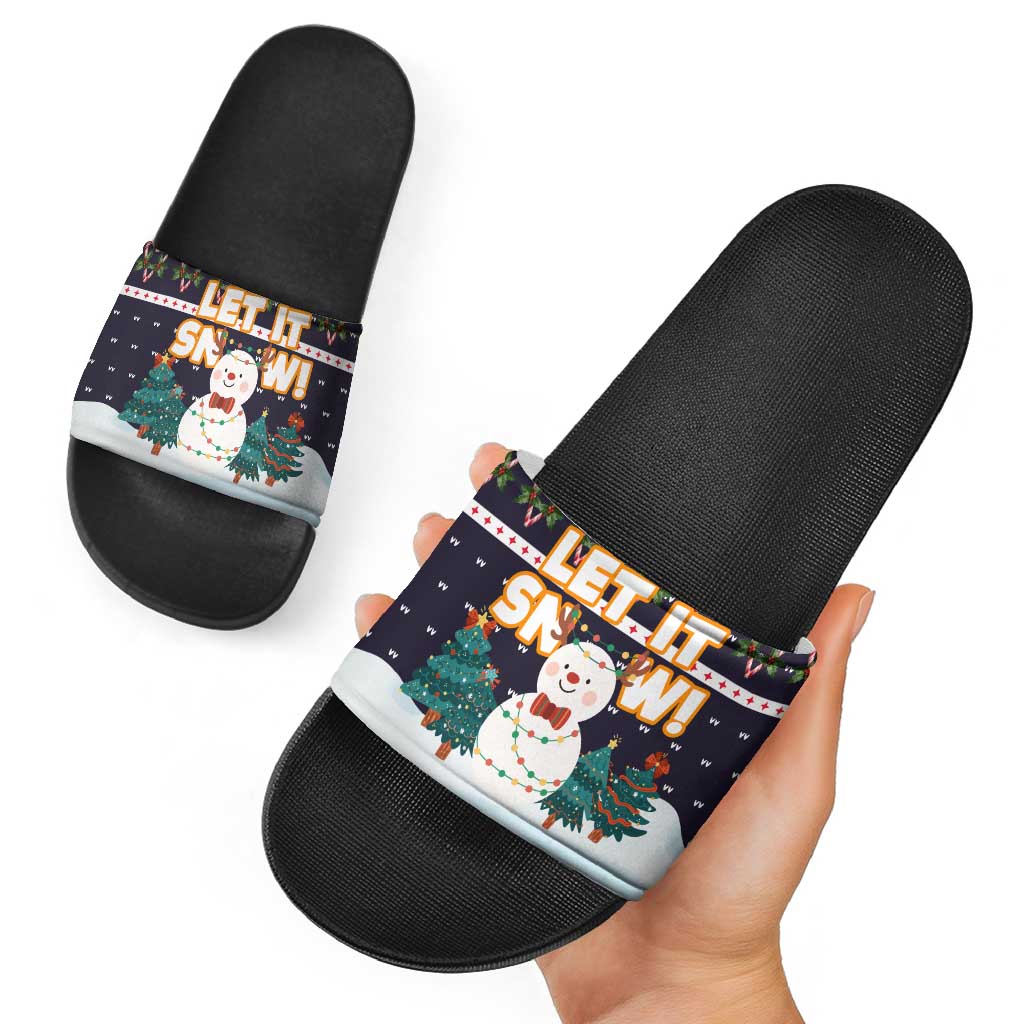Let It Snow Christmas Slide Sandals Funny Xmas Holiday Patterns - Wonder Print Shop