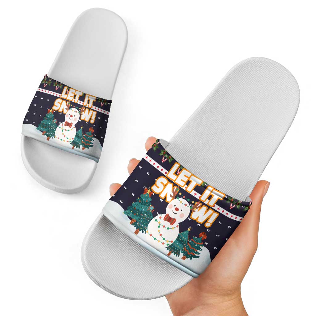 Let It Snow Christmas Slide Sandals Funny Xmas Holiday Patterns - Wonder Print Shop