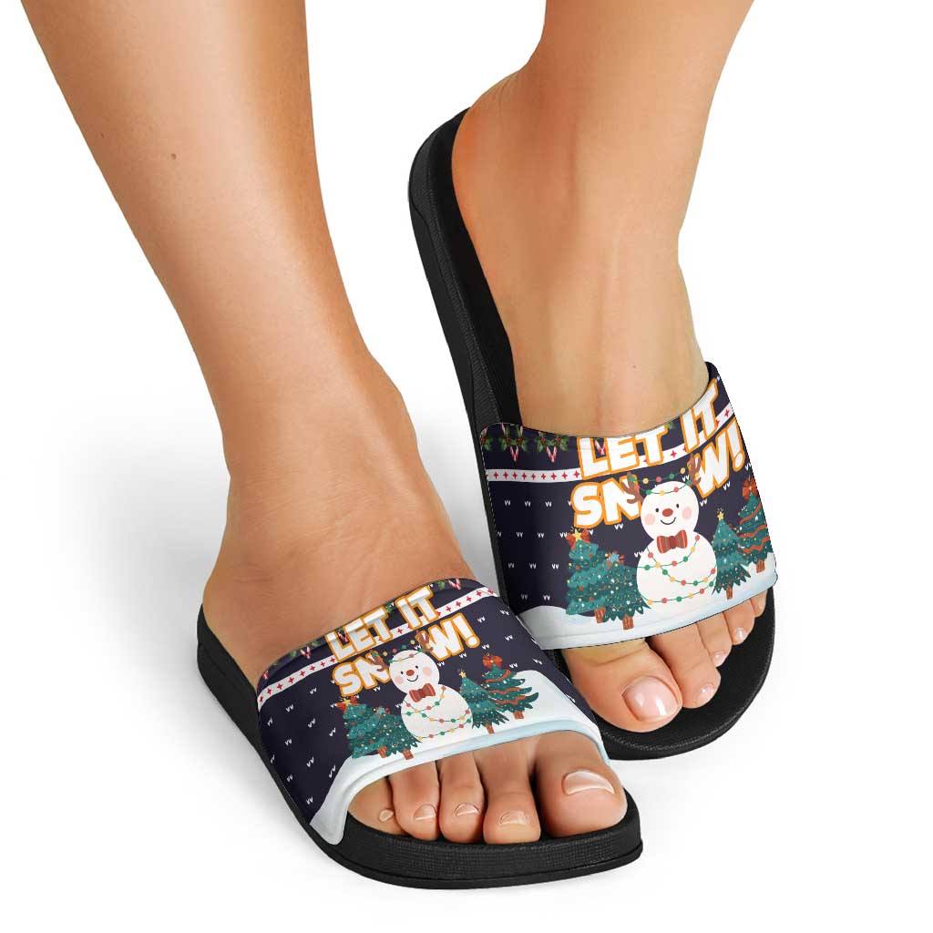 Let It Snow Christmas Slide Sandals Funny Xmas Holiday Patterns - Wonder Print Shop