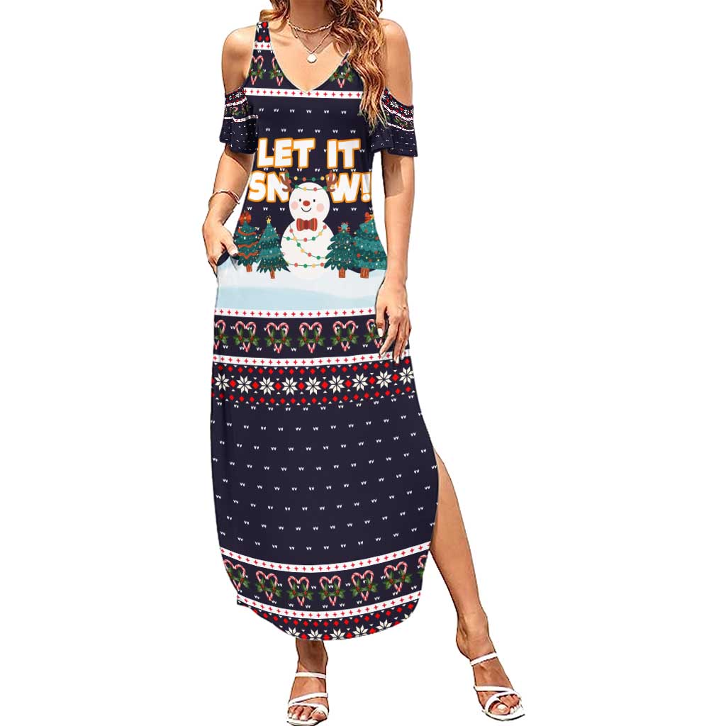 Let It Snow Christmas Summer Maxi Dress Funny Xmas Holiday Patterns - Wonder Print Shop