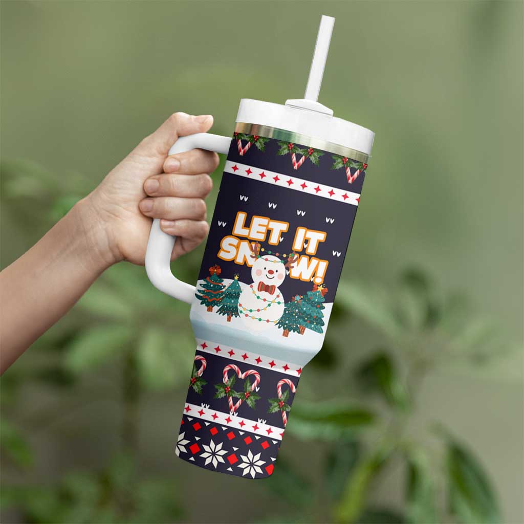 Let It Snow Christmas Tumbler With Handle Funny Xmas Holiday Patterns - Wonder Print Shop