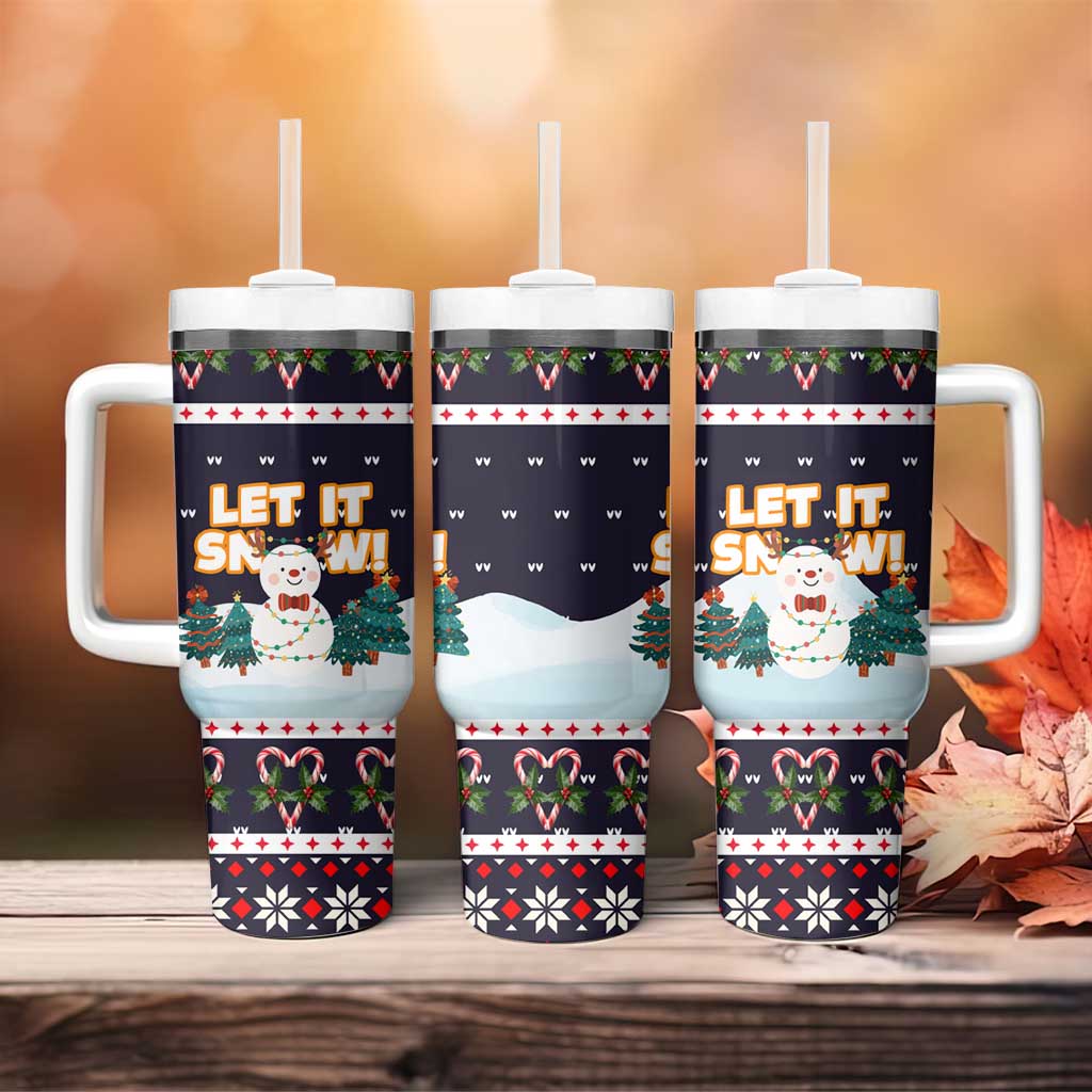Let It Snow Christmas Tumbler With Handle Funny Xmas Holiday Patterns - Wonder Print Shop