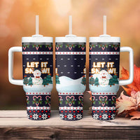 Let It Snow Christmas Tumbler With Handle Funny Xmas Holiday Patterns - Wonder Print Shop