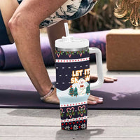 Let It Snow Christmas Tumbler With Handle Funny Xmas Holiday Patterns - Wonder Print Shop