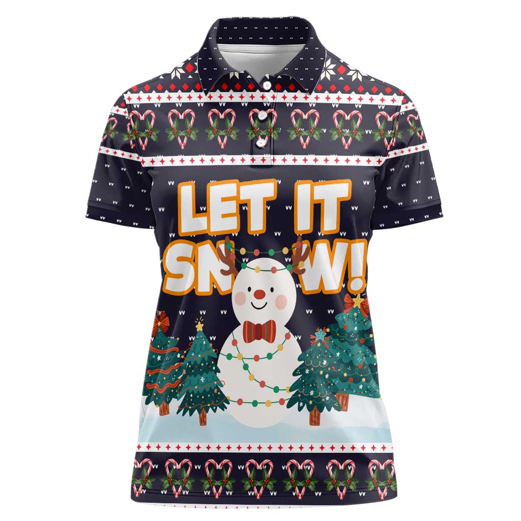 Let It Snow Christmas Women Polo Shirt Funny Xmas Holiday Patterns - Wonder Print Shop
