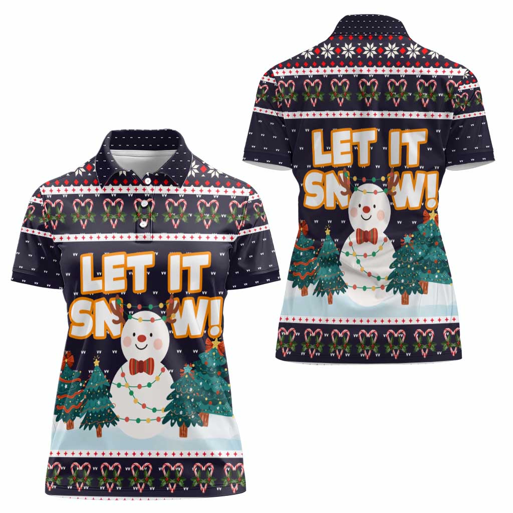 Let It Snow Christmas Women Polo Shirt Funny Xmas Holiday Patterns - Wonder Print Shop