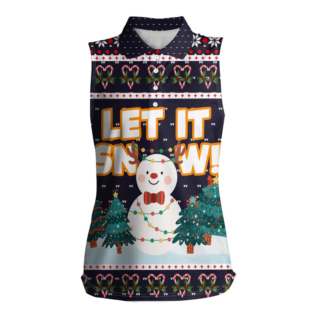 Let It Snow Christmas Women Sleeveless Polo Shirt Funny Xmas Holiday Patterns - Wonder Print Shop