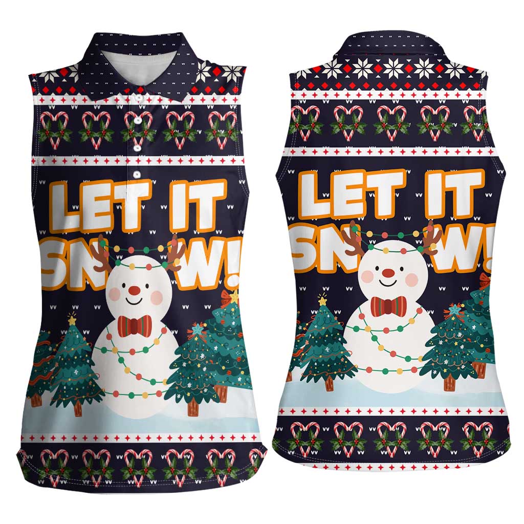 Let It Snow Christmas Women Sleeveless Polo Shirt Funny Xmas Holiday Patterns - Wonder Print Shop