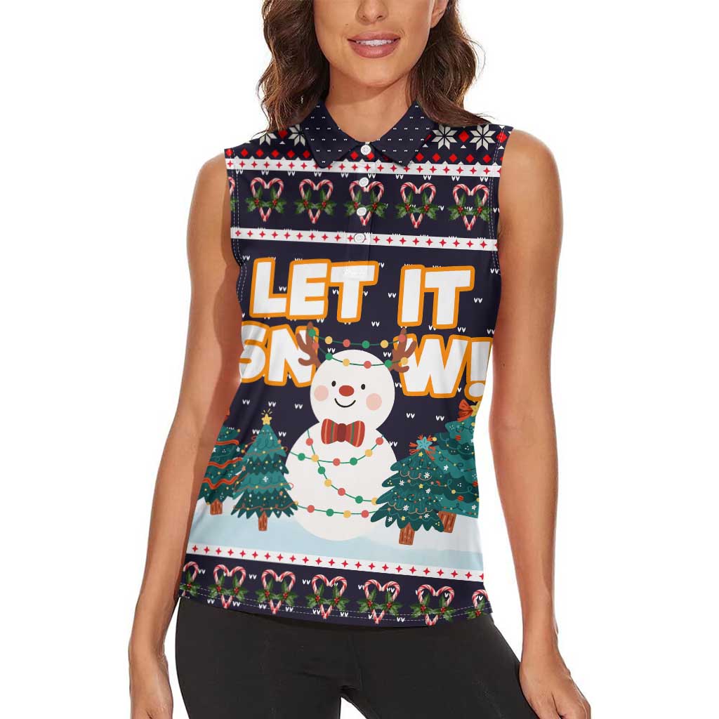 Let It Snow Christmas Women Sleeveless Polo Shirt Funny Xmas Holiday Patterns - Wonder Print Shop
