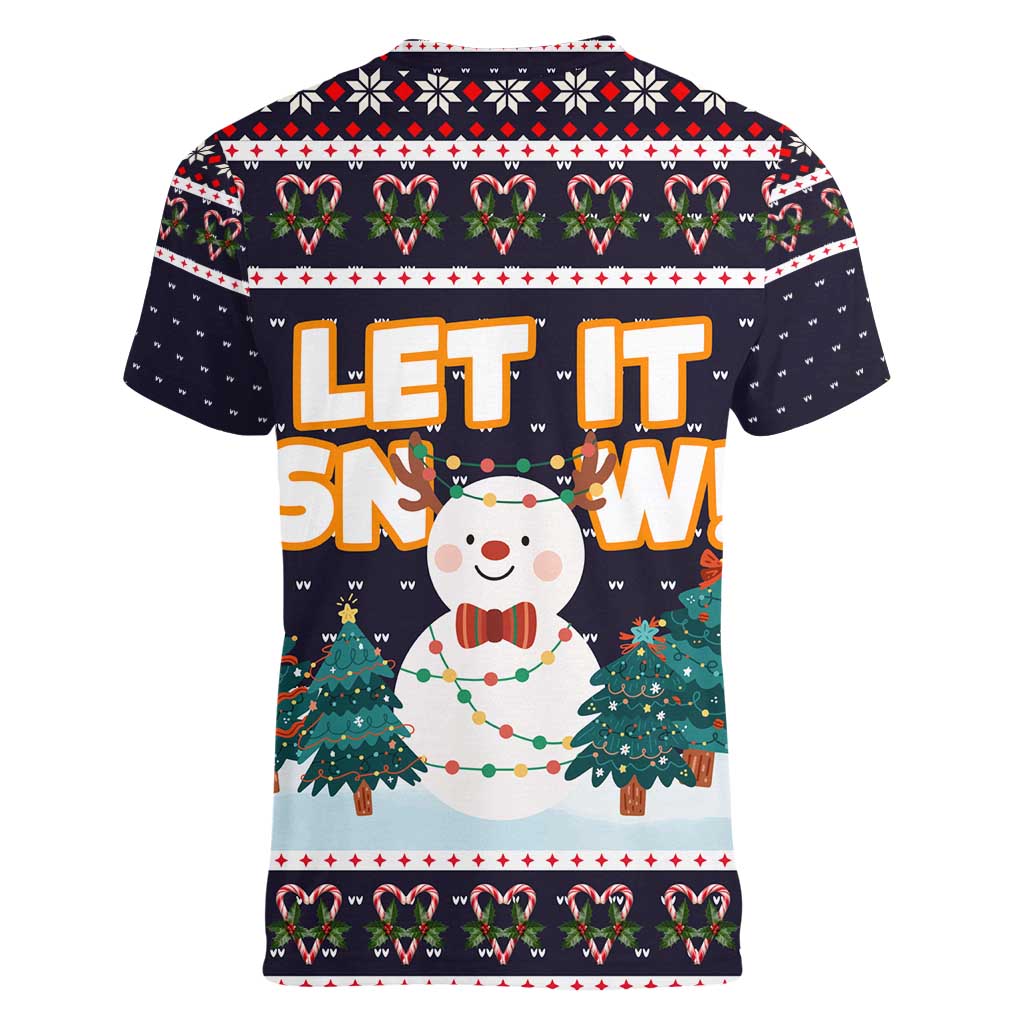 Let It Snow Christmas Women V-Neck T-Shirt Funny Xmas Holiday Patterns - Wonder Print Shop
