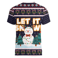 Let It Snow Christmas Women V-Neck T-Shirt Funny Xmas Holiday Patterns - Wonder Print Shop