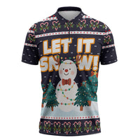 Let It Snow Christmas Zipper Polo Shirt Funny Xmas Holiday Patterns - Wonder Print Shop