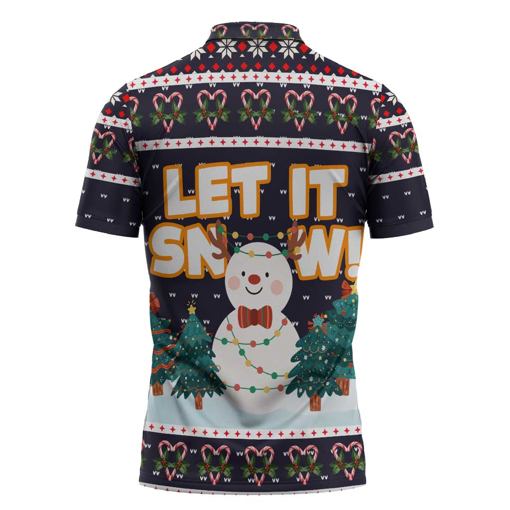 Let It Snow Christmas Zipper Polo Shirt Funny Xmas Holiday Patterns - Wonder Print Shop