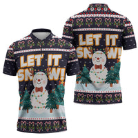 Let It Snow Christmas Zipper Polo Shirt Funny Xmas Holiday Patterns - Wonder Print Shop