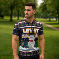 Let It Snow Christmas Zipper Polo Shirt Funny Xmas Holiday Patterns - Wonder Print Shop