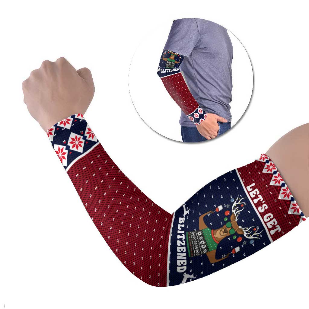 Lets Get Slouchy Christmas Arm Sleeves Funny Xmas Holiday Patterns - Wonder Print Shop