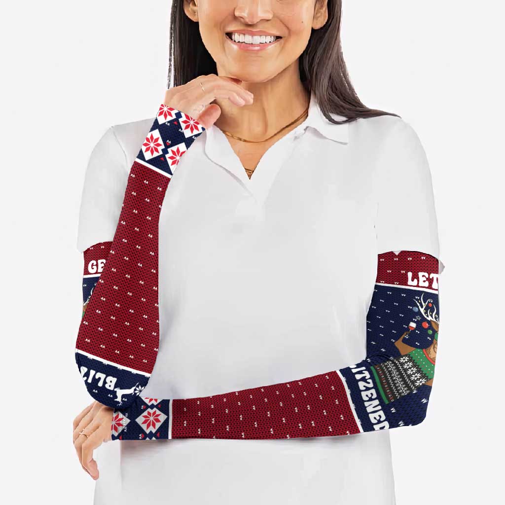 Lets Get Slouchy Christmas Arm Sleeves Funny Xmas Holiday Patterns - Wonder Print Shop