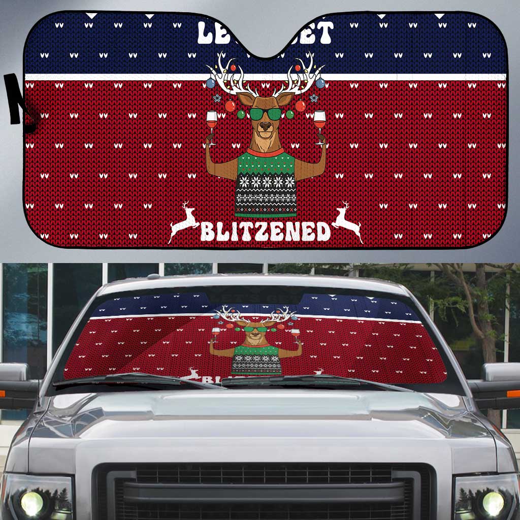 Lets Get Slouchy Christmas Auto Sun Shade Funny Xmas Holiday Patterns - Wonder Print Shop