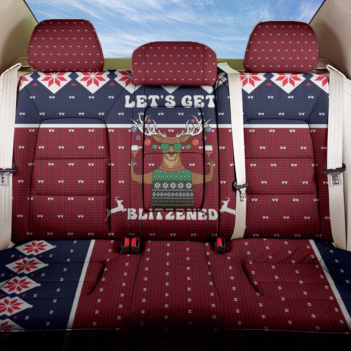 Lets Get Slouchy Christmas Back Car Seat Cover Funny Xmas Holiday Patterns - Wonder Print Shop