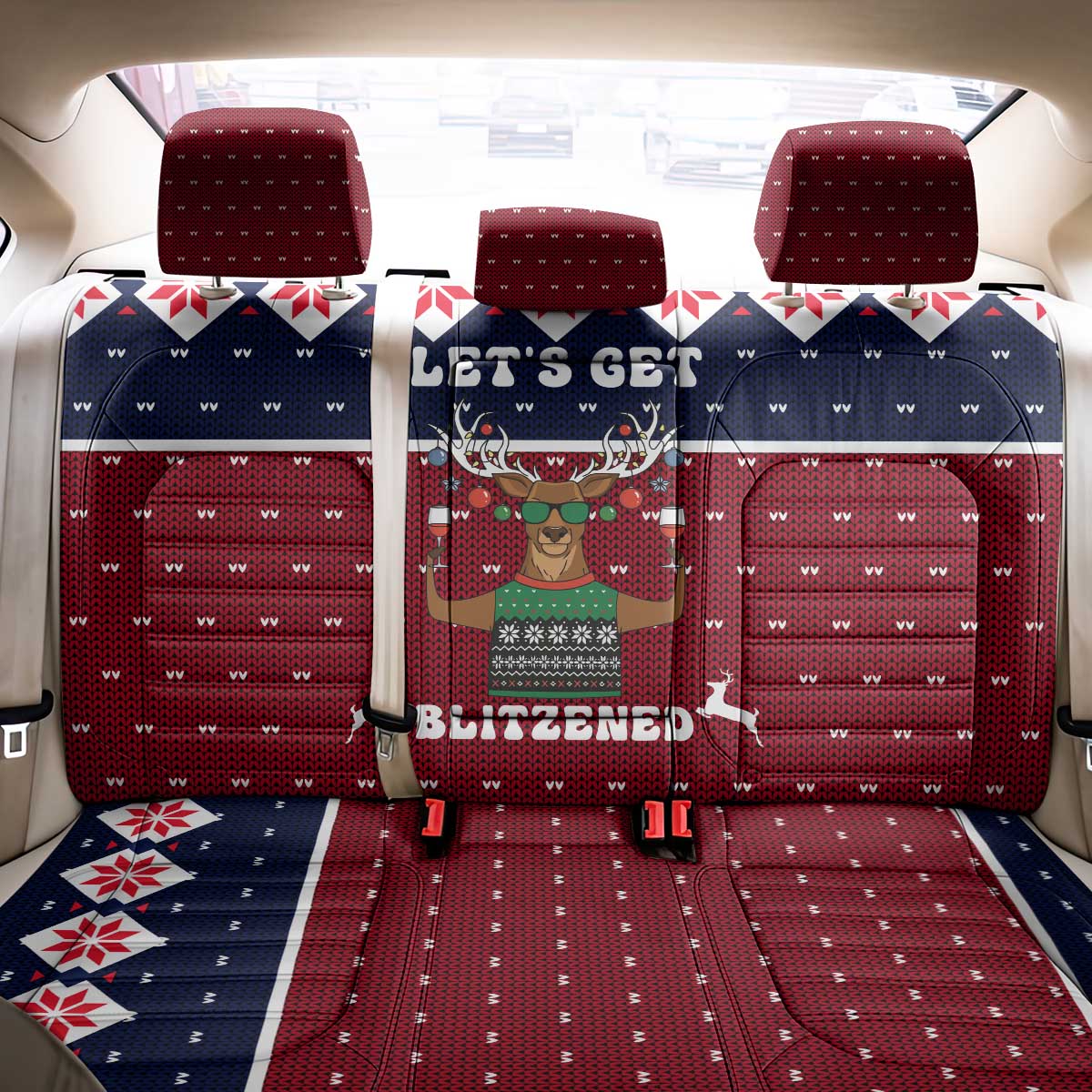 Lets Get Slouchy Christmas Back Car Seat Cover Funny Xmas Holiday Patterns - Wonder Print Shop