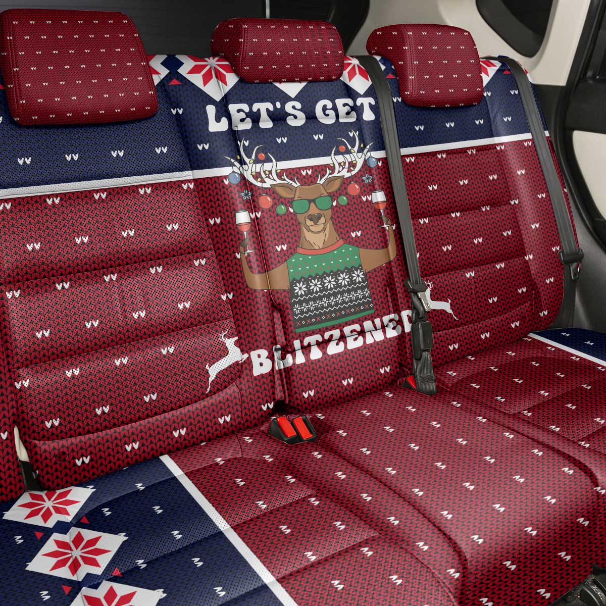 Lets Get Slouchy Christmas Back Car Seat Cover Funny Xmas Holiday Patterns - Wonder Print Shop