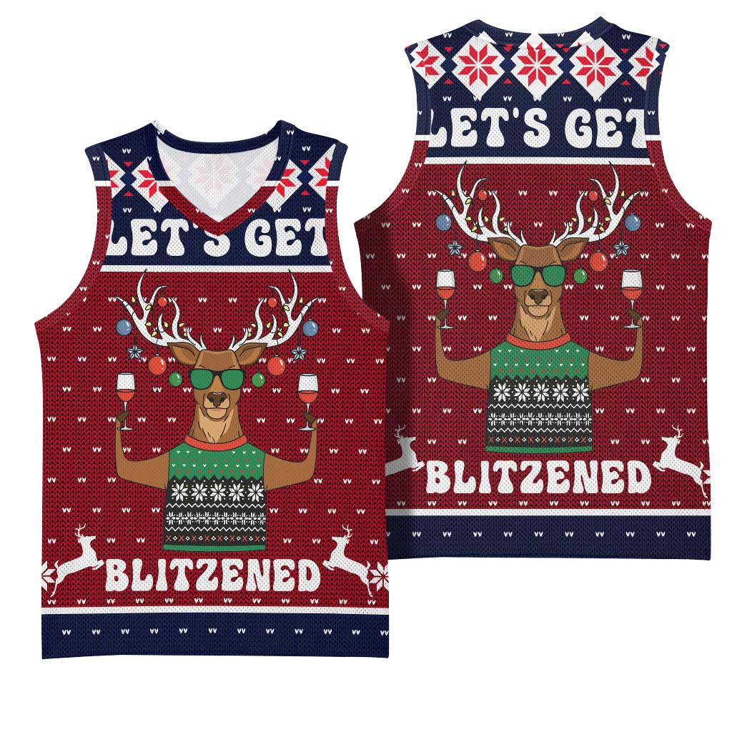 Lets Get Slouchy Christmas Basketball Jersey Funny Xmas Holiday Patterns - Wonder Print Shop