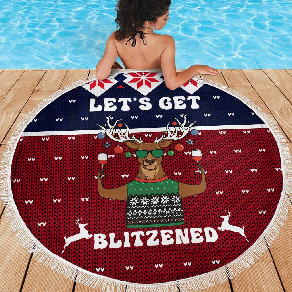 Lets Get Slouchy Christmas Beach Blanket Funny Xmas Holiday Patterns - Wonder Print Shop