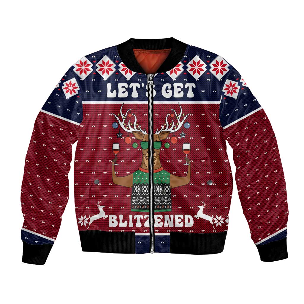 Lets Get Slouchy Christmas Bomber Jacket Funny Xmas Holiday Patterns - Wonder Print Shop