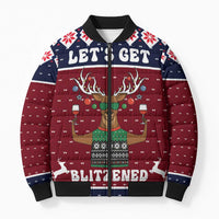 Lets Get Slouchy Christmas Bomber Puffer Jacket Funny Xmas Holiday Patterns - Wonder Print Shop