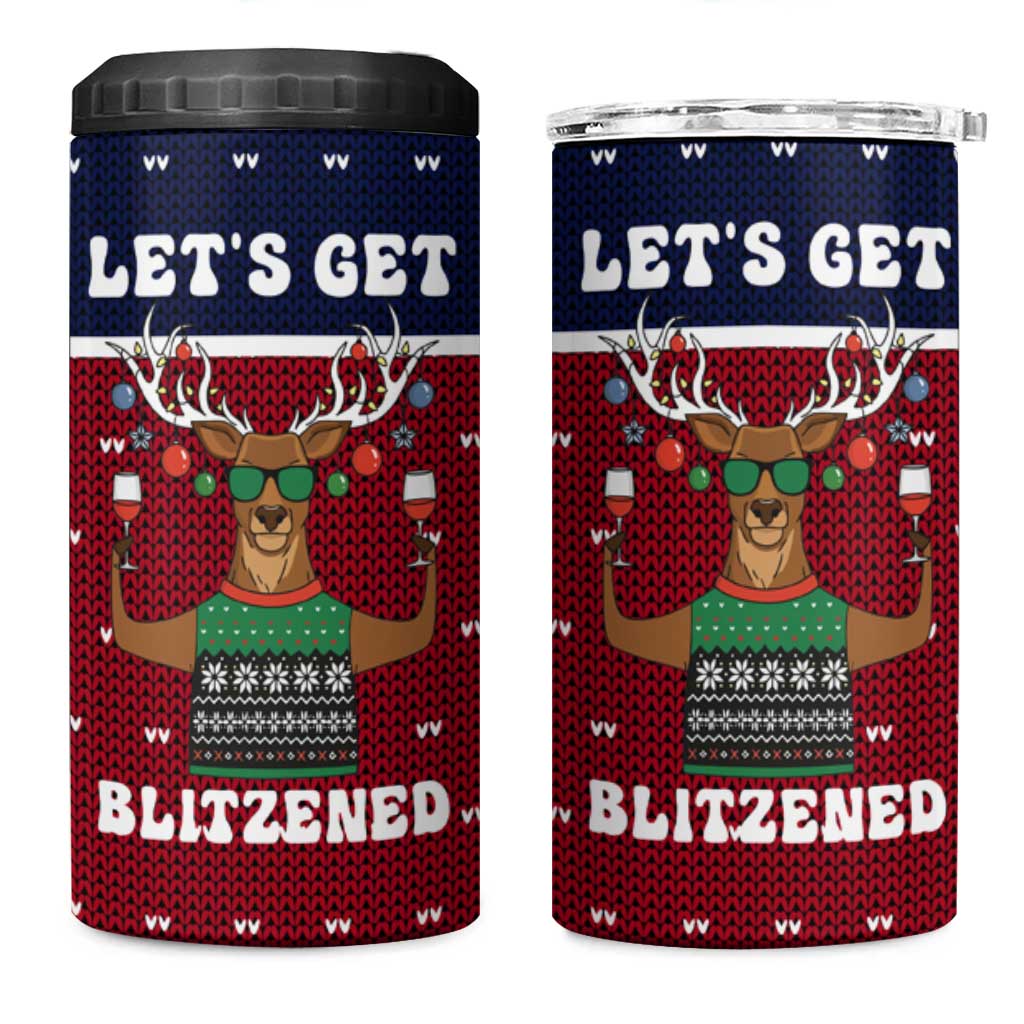 Lets Get Slouchy Christmas 4 in 1 Can Cooler Tumbler Funny Xmas Holiday Patterns - Wonder Print Shop