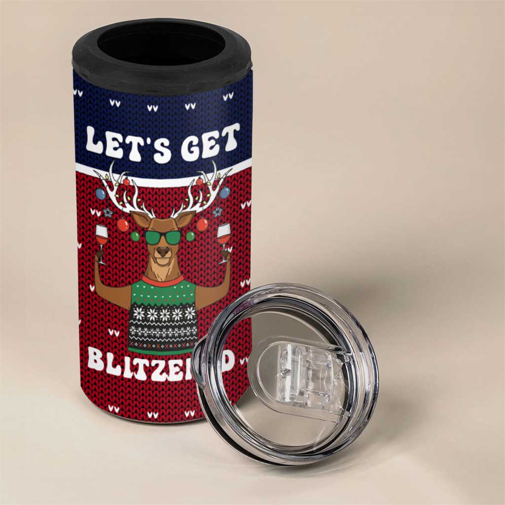Lets Get Slouchy Christmas 4 in 1 Can Cooler Tumbler Funny Xmas Holiday Patterns - Wonder Print Shop