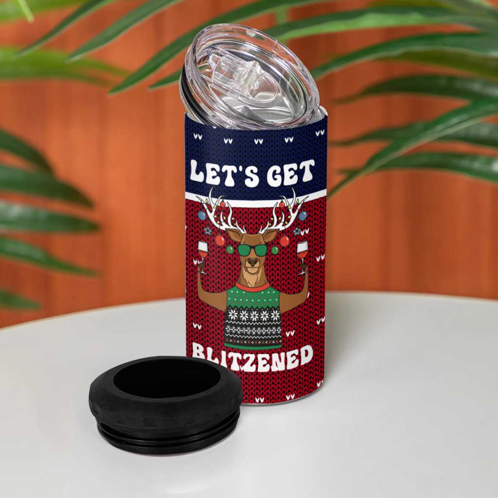 Lets Get Slouchy Christmas 4 in 1 Can Cooler Tumbler Funny Xmas Holiday Patterns - Wonder Print Shop
