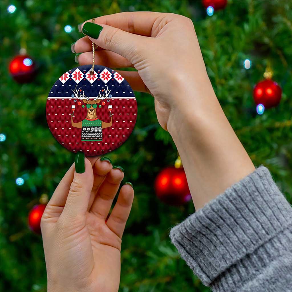 Lets Get Slouchy Christmas Ceramic Ornament Funny Xmas Holiday Patterns - Wonder Print Shop