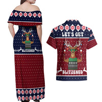 Lets Get Slouchy Christmas Couples Matching Off Shoulder Maxi Dress and Hawaiian Shirt Funny Xmas Holiday Patterns - Wonder Print Shop