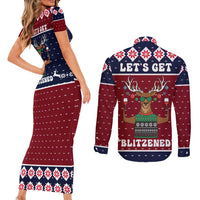 Lets Get Slouchy Christmas Couples Matching Short Sleeve Bodycon Dress and Long Sleeve Button Shirt Funny Xmas Holiday Patterns - Wonder Print Shop