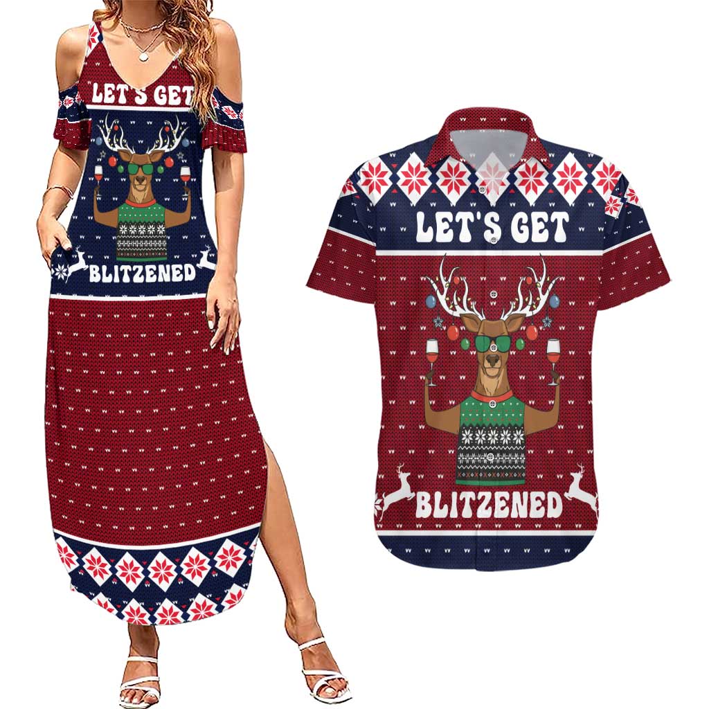 Lets Get Slouchy Christmas Couples Matching Summer Maxi Dress and Hawaiian Shirt Funny Xmas Holiday Patterns - Wonder Print Shop
