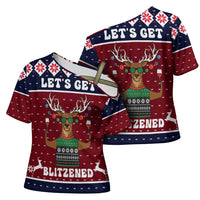 Lets Get Slouchy Christmas Cross Shoulder Shirt Funny Xmas Holiday Patterns - Wonder Print Shop