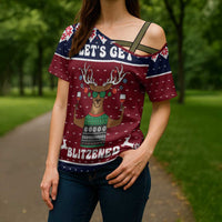Lets Get Slouchy Christmas Cross Shoulder Shirt Funny Xmas Holiday Patterns - Wonder Print Shop