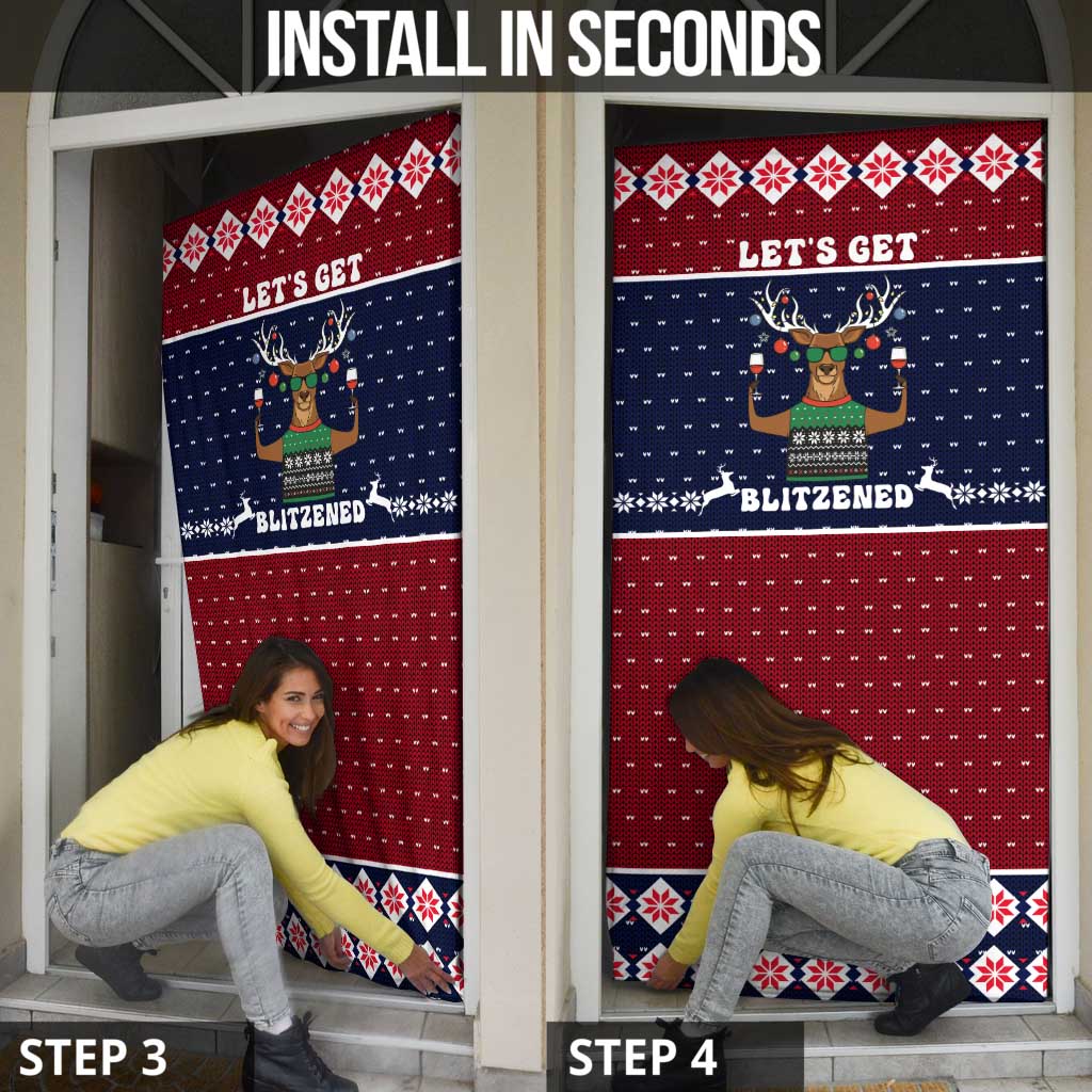 Lets Get Slouchy Christmas Door Cover Funny Xmas Holiday Patterns - Wonder Print Shop