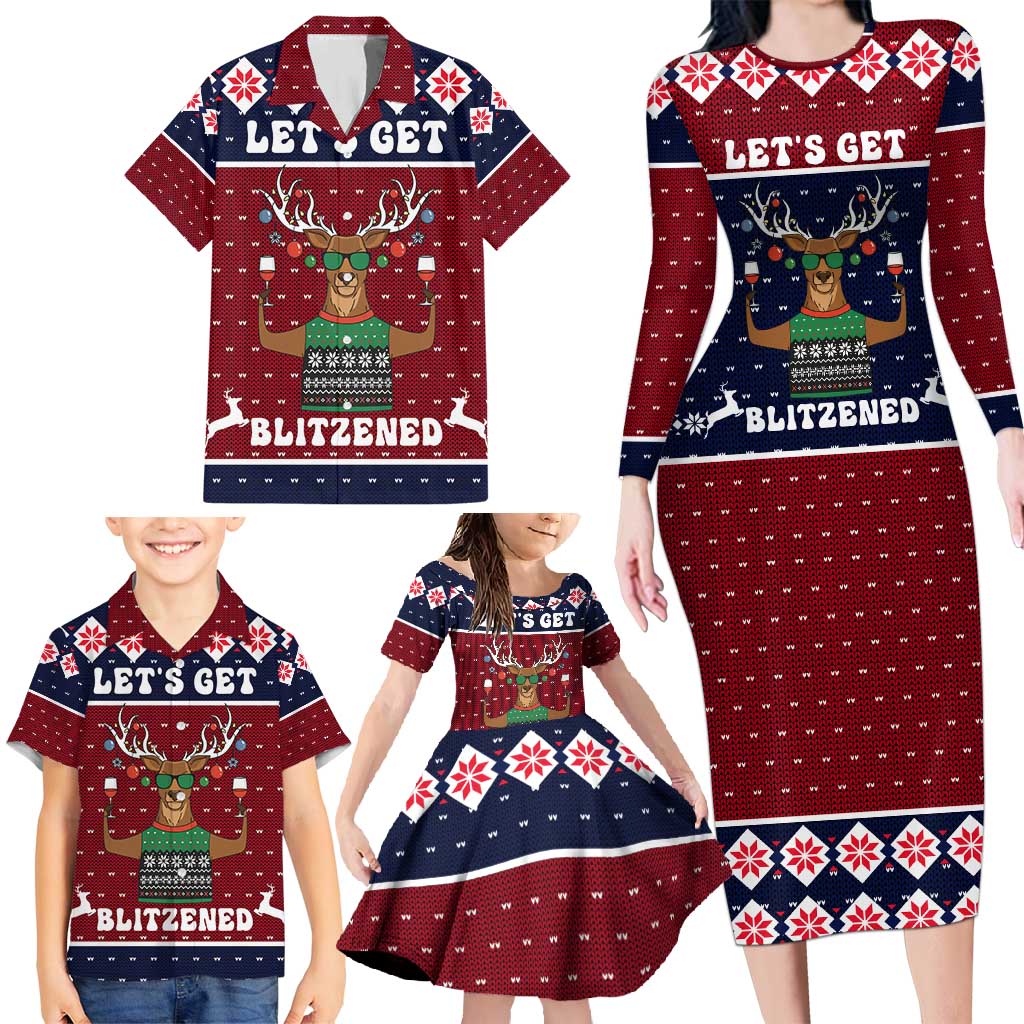 Lets Get Slouchy Christmas Family Matching Long Sleeve Bodycon Dress and Hawaiian Shirt Funny Xmas Holiday Patterns - Wonder Print Shop