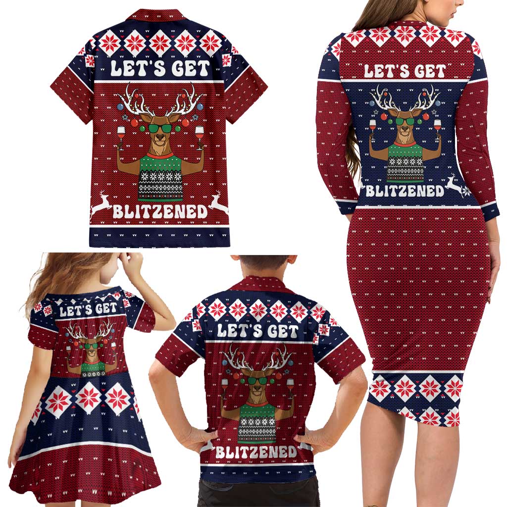 Lets Get Slouchy Christmas Family Matching Long Sleeve Bodycon Dress and Hawaiian Shirt Funny Xmas Holiday Patterns - Wonder Print Shop
