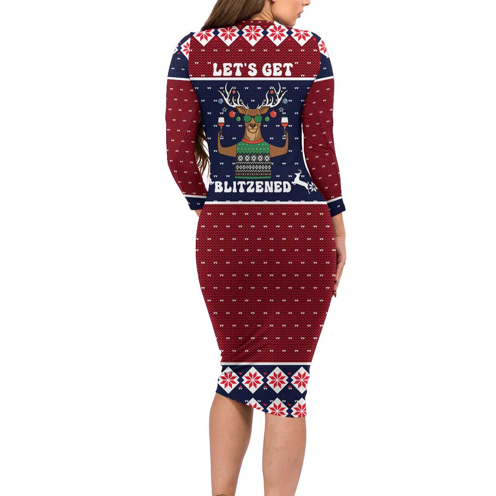 Lets Get Slouchy Christmas Family Matching Long Sleeve Bodycon Dress and Hawaiian Shirt Funny Xmas Holiday Patterns - Wonder Print Shop