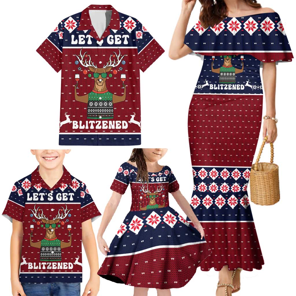 Lets Get Slouchy Christmas Family Matching Mermaid Dress and Hawaiian Shirt Funny Xmas Holiday Patterns - Wonder Print Shop