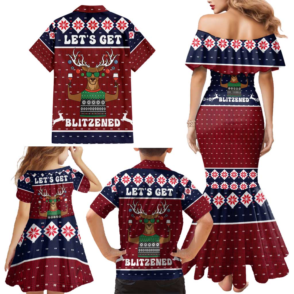 Lets Get Slouchy Christmas Family Matching Mermaid Dress and Hawaiian Shirt Funny Xmas Holiday Patterns - Wonder Print Shop