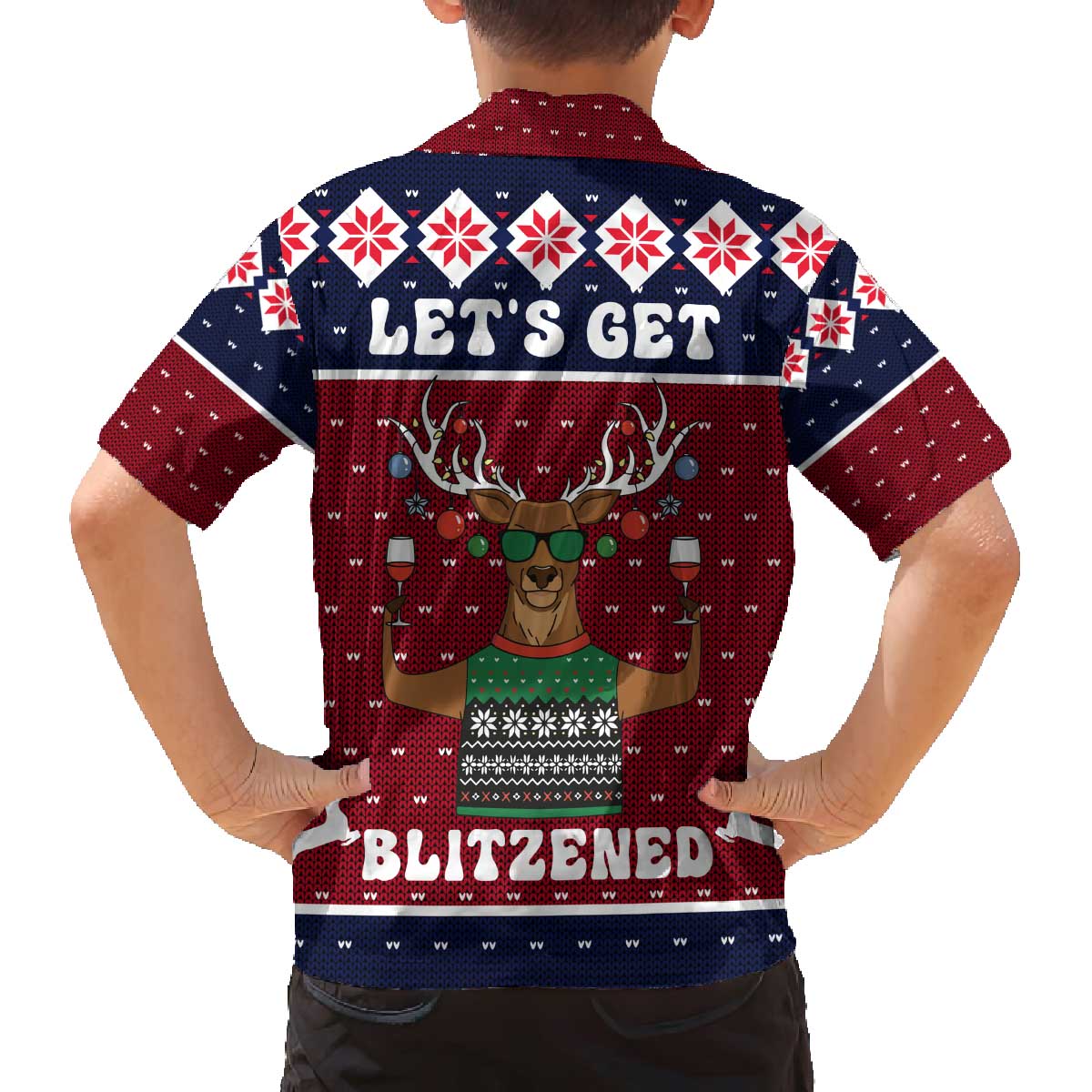 Lets Get Slouchy Christmas Family Matching Off The Shoulder Long Sleeve Dress and Hawaiian Shirt Funny Xmas Holiday Patterns - Wonder Print Shop