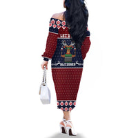 Lets Get Slouchy Christmas Family Matching Off The Shoulder Long Sleeve Dress and Hawaiian Shirt Funny Xmas Holiday Patterns - Wonder Print Shop
